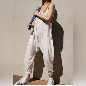 Free People Fp Movement Hot Shot Jumpsuit L Bohemian Lagenlook Pockets NWT
